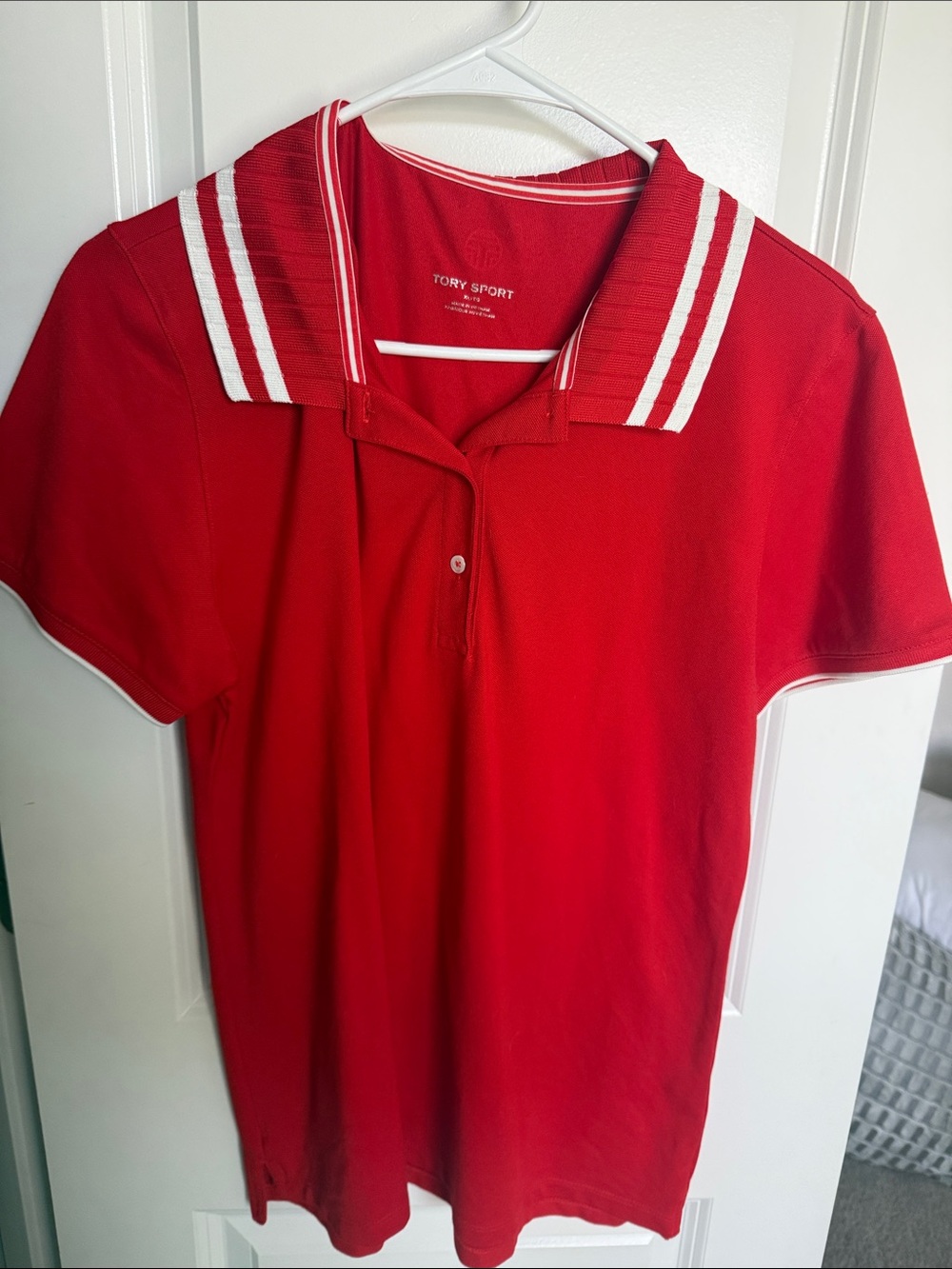 Tory Sport Red Performance Pleated Collar Polo Shirt XL